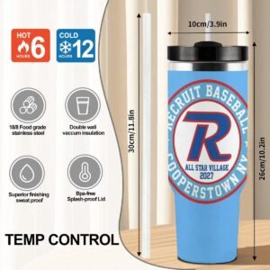 Recruit Baseball - 40oz Tumbler with Handle and Straw (Made in USA)