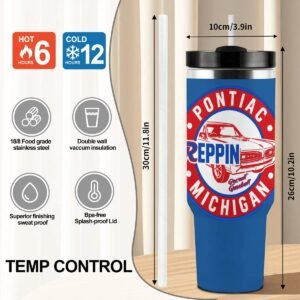 Reppin Pontiac - 40oz Tumbler with Handle and Straw (Made in USA)