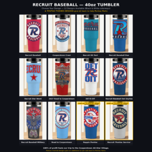 Recruit Baseball - 40oz Tumbler with Handle and Straw