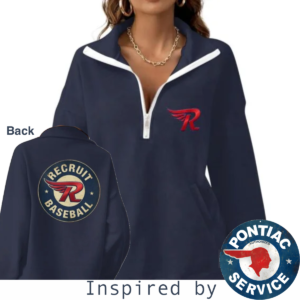 "Recruit Baseball Retro Wing" Women's Half-Zip Fleece